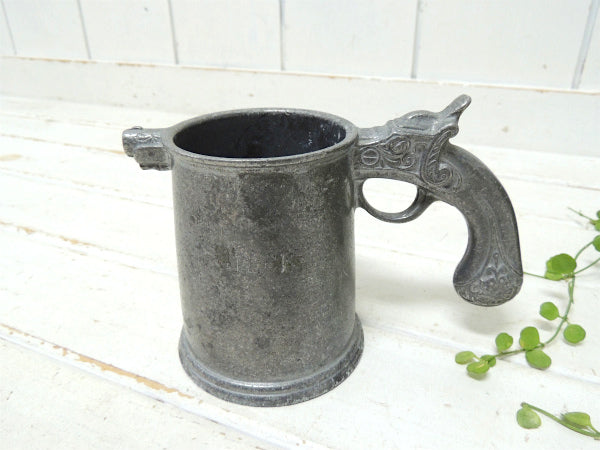 【ピストル&ガン】ピューター・ハンドル・ヴィンテージ・ビアマグ・マグカップ USA