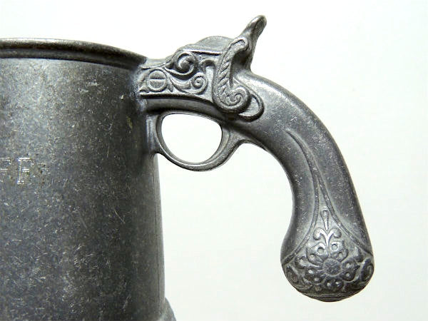 【ピストル&ガン】ピューター・ハンドル・ヴィンテージ・ビアマグ・マグカップ USA