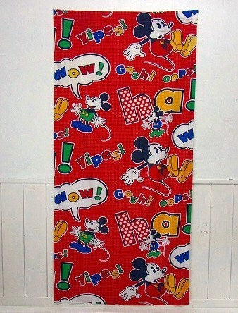 ミッキーマウス USA ディズニー・カラフル レッドカラー 水玉柄・ヴィンテージ・カーテン 生地
