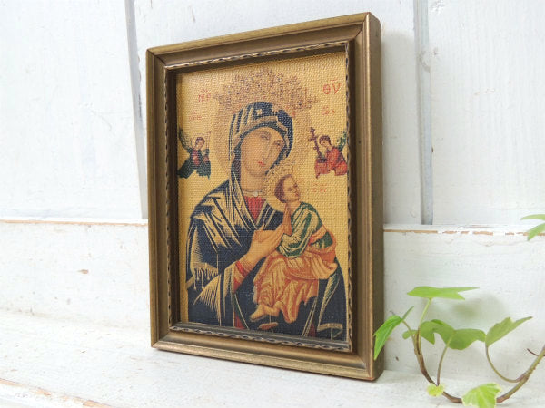 【絶えざる御助けの聖母】イタリア製・木製フレーム・キリスト&聖母マリア・アンティーク・壁掛け/聖品