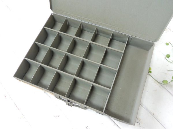 工業系・20仕切り・メタル製・ヴィンテージ・パーツケース・部品ケース・工具箱・小物収納ケース USA