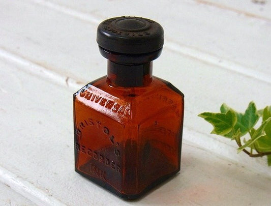 【BRISTOL RECORDER INK】小さなアンティーク・インクボトル・インク瓶・USA