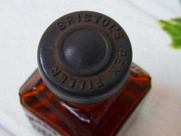 【BRISTOL RECORDER INK】小さなアンティーク・インクボトル・インク瓶・USA