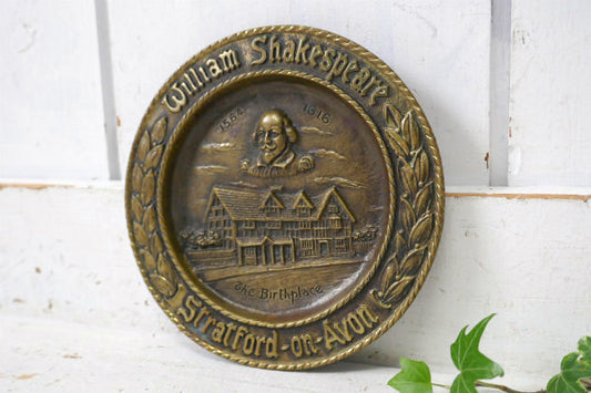 シェイクスピア イギリス 真鍮製 ヴィンテージ プレート トレイ アシュトレイ 灰皿 スーベニア
