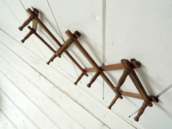 【NEVCO】ジャバラ式・木製・アンティーク・ハットラック・コートフック・インテリア