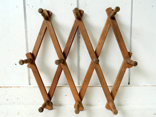 【NEVCO】ジャバラ式・木製・アンティーク・ハットラック・コートフック・インテリア