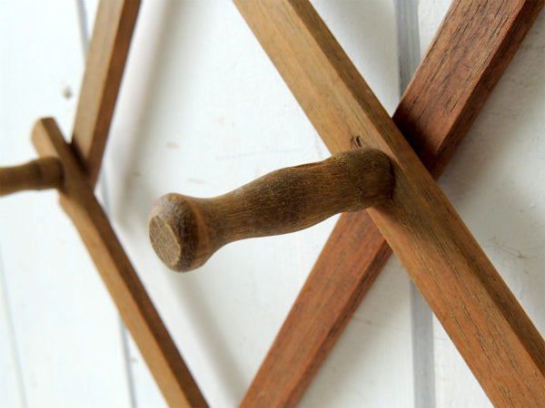 【NEVCO】ジャバラ式・木製・アンティーク・ハットラック・コートフック・インテリア