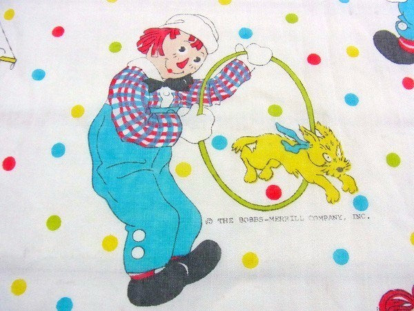 【ラガディアン&アンディ】サーカス&水玉柄・ビンテージ生地・ユーズドシーツ・ボックスタイプ USA