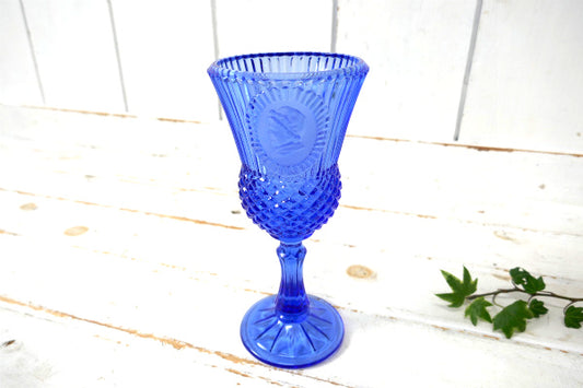 AVON 硝子・ワイングラス マーサワシントン・カメオ・コバルトブルー・ビンテージ・脚付