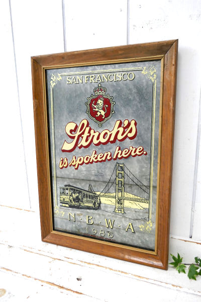 Stroh's ストローズ US パブミラー・ビールサイン アドバタイジング・看板・ヴィンテージ