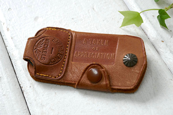 USA カンザス州・革・レザー・ヴィンテージ・アドバタイジング・キーケース&コインケース付き
