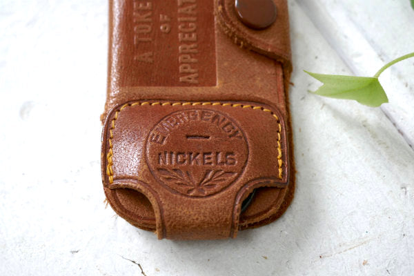 USA カンザス州・革・レザー・ヴィンテージ・アドバタイジング・キーケース&コインケース付き