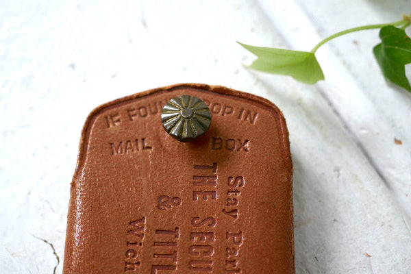 USA カンザス州・革・レザー・ヴィンテージ・アドバタイジング・キーケース&コインケース付き