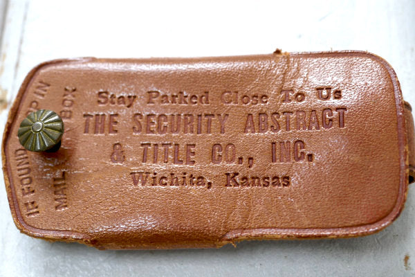 USA カンザス州・革・レザー・ヴィンテージ・アドバタイジング・キーケース&コインケース付き