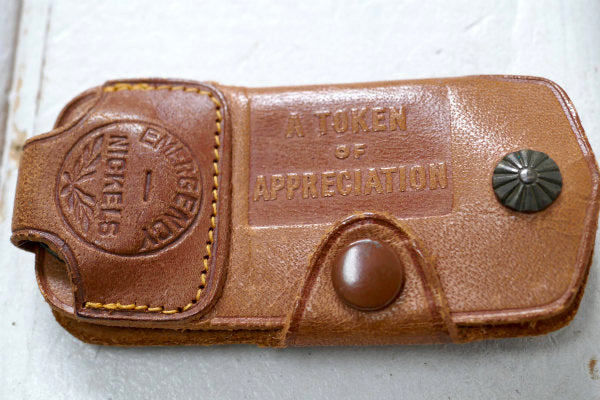 USA カンザス州・革・レザー・ヴィンテージ・アドバタイジング・キーケース&コインケース付き