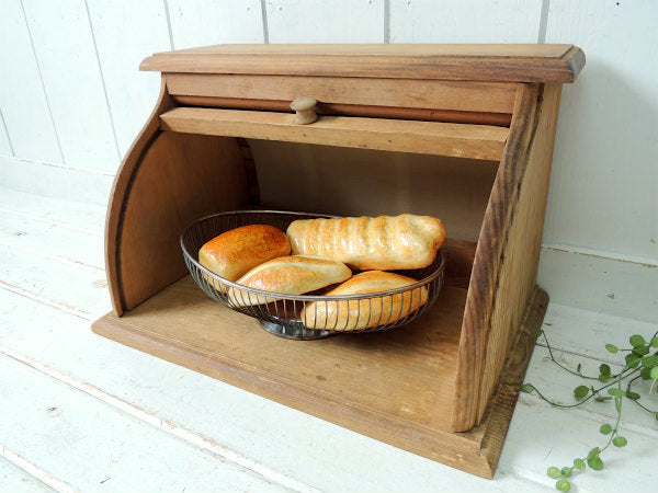 【BREAD】カントリー・ロールアップ式・木製・ヴィンテージ・ブレッドケース・ブレッドボックス・収納