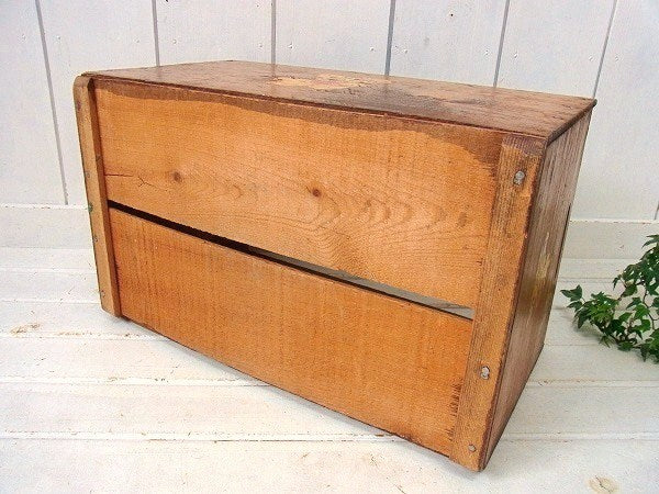 レトロなクマ&ネコ柄・アンティーク・木箱/ウッドボックス USA