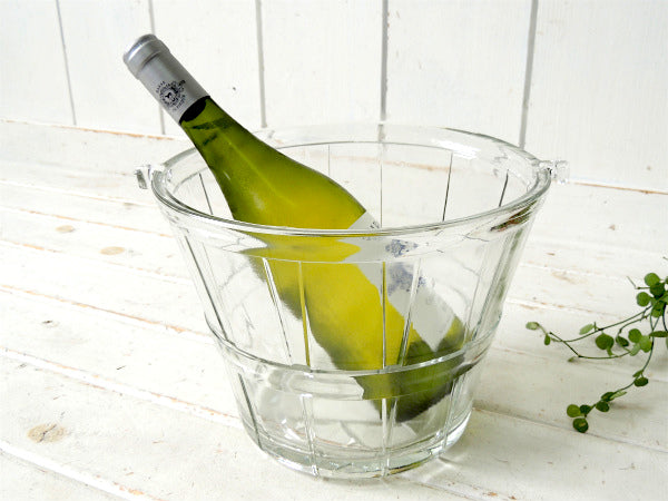 【アンカーホッキング】ガラス製・ヴィンテージ・アイスバスケット・シャンパンクーラー・アイスペール