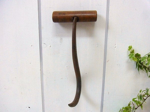 【シャビーなアイアン製】アンティーク・フック・農具・ストローフック・USA・道具