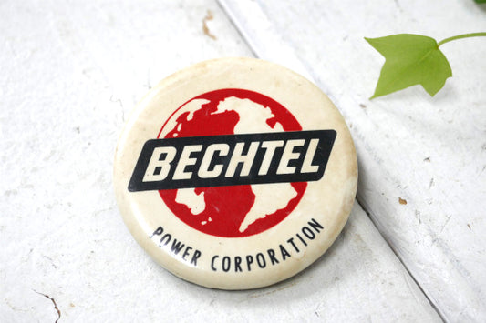 1898’s~ BECHTEL  地図・マップ・ロゴ ヴィンテージ 缶バッジ US アドバタイジング