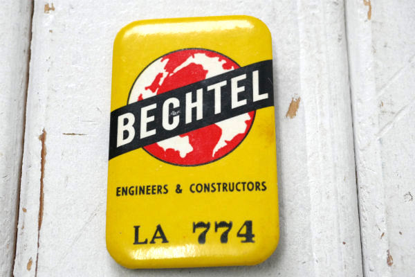 1898s BECHTEL ベクテル LA 地図・ヴィンテージ 缶バッジ US アドバタイジング