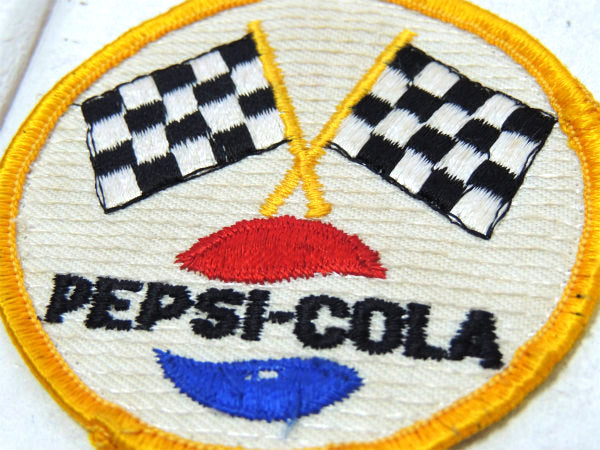 【ペプシ・コーラ・チェッカーフラッグ】アドバタイジング・ビンテージ・ワッペン・刺繍・USA・ドリンク