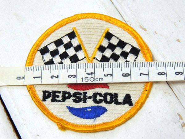【ペプシ・コーラ・チェッカーフラッグ】アドバタイジング・ビンテージ・ワッペン・刺繍・USA・ドリンク