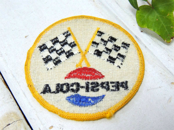 【ペプシ・コーラ・チェッカーフラッグ】アドバタイジング・ビンテージ・ワッペン・刺繍・USA・ドリンク
