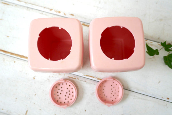 サーモンピンク×グレー flour&tea ソルト&ペッパー 50's ヴィンテージ キャニスター USA  キッチン雑貨