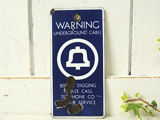 WARNING ベルシステム 電話会社 ホーロー製 アンティーク サインプレート 看板 USA