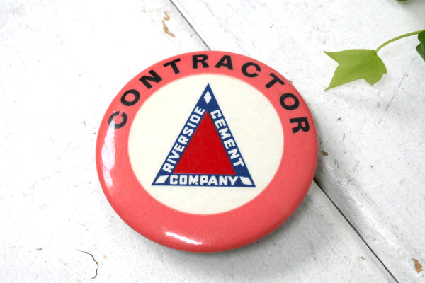 1906s 総合建設業 リバーサイド セメント カンパニー ヴィンテージ 缶バッジ・アドバタイジング