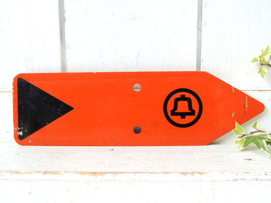 ベルシステム 電話機→ 標識 ヴィンテージ スチール製 サインプレート 両面 看板 US オレンジ