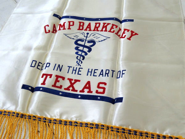 USミリタリー テキサス CAMP BARKELEY TEXAS サテン地 40's ヴィンテージ バナー スカーフ USA