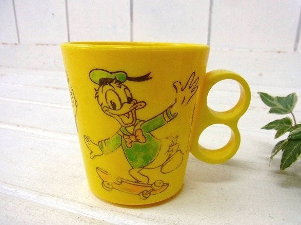 ディスニー・ミッキー&ミニー&ドナルド・ヴィンテージ・プラスティック・マグカップ/コップ USA