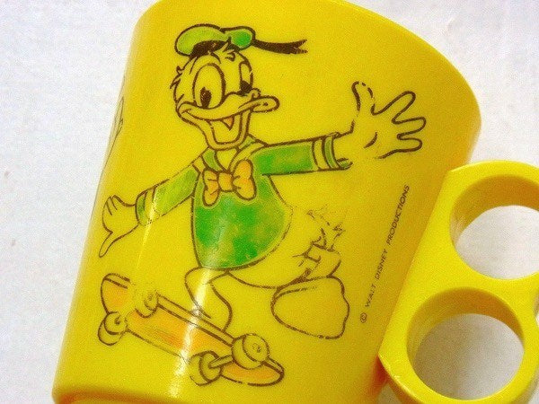 ディスニー・ミッキー&ミニー&ドナルド・ヴィンテージ・プラスティック・マグカップ/コップ USA