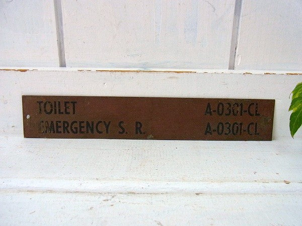 【TOILET】アメリカ海軍・真鍮製・40’sアンティーク・船内プレート/標示プレート
