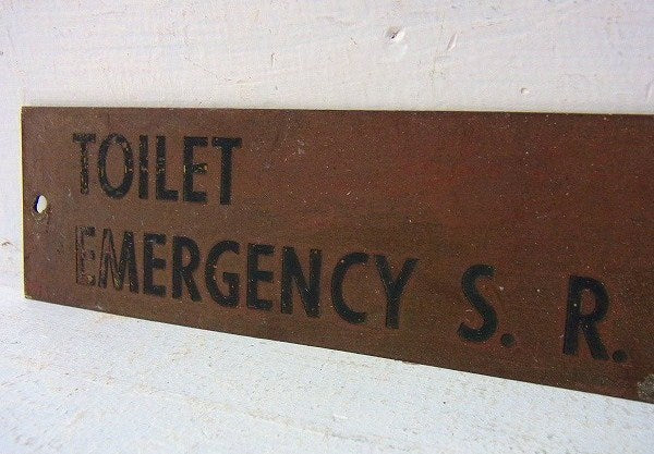 【TOILET】アメリカ海軍・真鍮製・40’sアンティーク・船内プレート/標示プレート