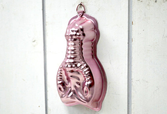 ロブスター ピンク アルミ製 ヴィンテージ モールド 菓子型 ゼリーモールド 壁飾り キッチン雑貨