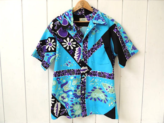 【the Ritz】50~60s・生地ボタン・ヴィンテージ・アロハシャツ・ハワイアンシャツ・サイケ柄