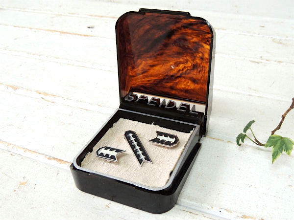 SPEIDEL ジオメトリック・デッドストック箱付・60's ヴィンテージ・タイピン&カフスボタン