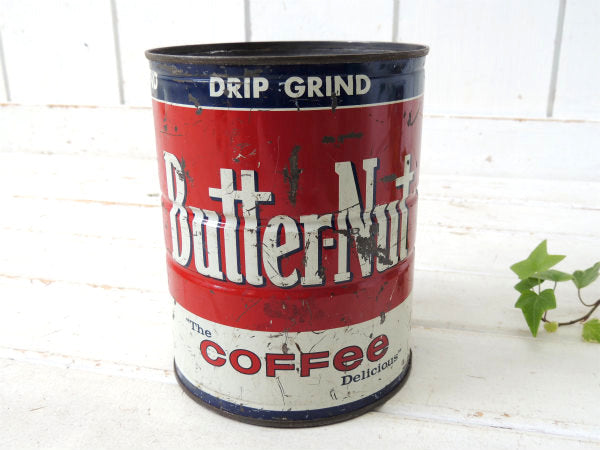 【DRIP・Butter-Nut COFFEE】ブリキ製・ヴィンテージ・コーヒー缶/ガーデニング