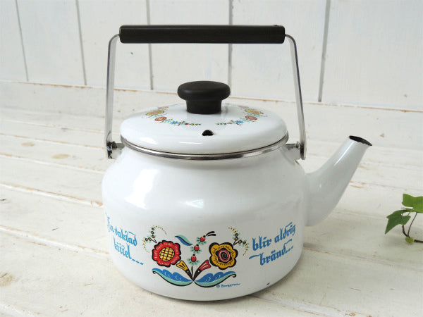 【BERGGREN】北欧・スウェーデン・ホーロー製・花柄・アンティーク・ケトル/ポット