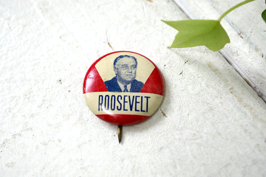 ROOSEVELT フランクリン・ルーズベルト 政治家 大統領・ヴィンテージ・缶バッジ 1930's
