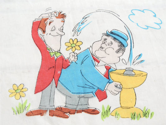 ローレル&ハーディ Laurel and Hardy 極楽コンビ 1972年 ヴィンテージ ユーズドシーツ ベッドシーツ ボックスタイプ