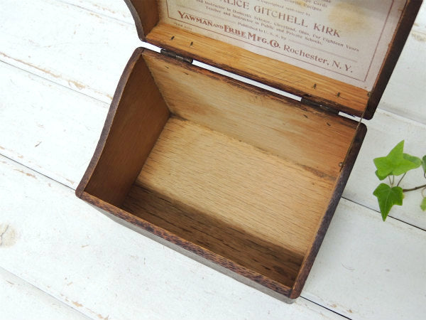 【YAWMAN&FRBE】木製あられ組み・カード付き・アンティーク・カードボックス/レシピボックス