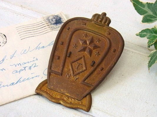 馬の蹄鉄 王冠 真鍮製 オールド アンティーク ノベルティ クリップ ペーパークリップ USA