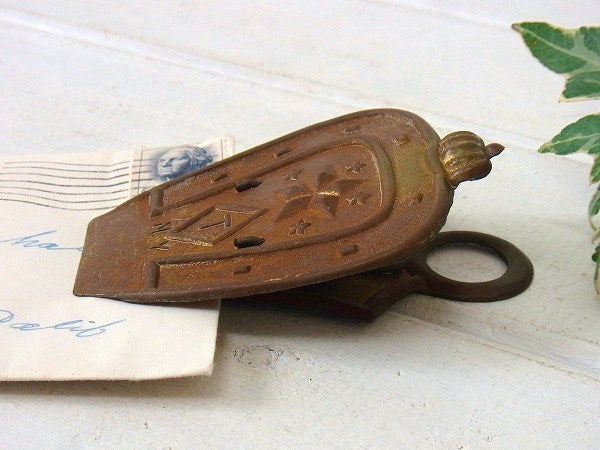 馬の蹄鉄 王冠 真鍮製 オールド アンティーク ノベルティ クリップ ペーパークリップ USA