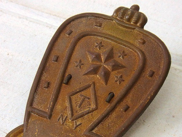 馬の蹄鉄 王冠 真鍮製 オールド アンティーク ノベルティ クリップ ペーパークリップ USA