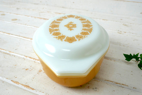 PYREX パイレックス バタフライゴールド オーバル型 ヴィンテージ キャセロール 耐熱容器
