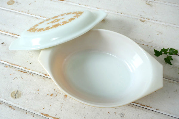 PYREX パイレックス バタフライゴールド オーバル型 ヴィンテージ キャセロール 耐熱容器